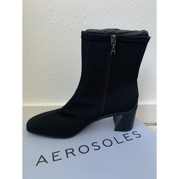 Aerosoles Corinda Black Stretch Block Heel Ankle Boot 9.5 - Picture 2 of 4